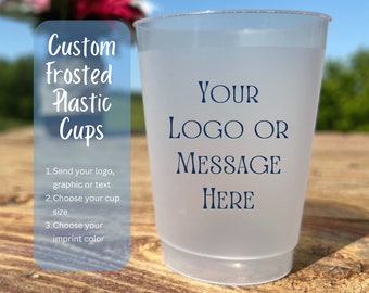 12oz or 16oz Custom Plastic Frost Flex Cups | Screen Printed Bulk Order Cups for Business Logo, Wedding or Party | Minimum 50 Cups