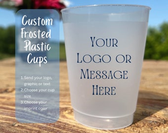 Custom Frosted Plastic Cups | Bulk Printed Party Favors with Logo or Message