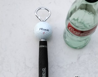 Handmade Golf Club Handle Bottle Opener, Bar Tool, Golf Trinket, Repurposed Golf Ball, Father's Day Gift