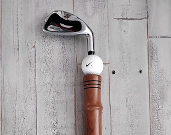 35 Inch Handmade Solid Mahogany Golf Club Walking Cane, Unique Walking Stick, Turned Solid Wood Cane, Repurposed Golf Club & Ball, Golf Gift