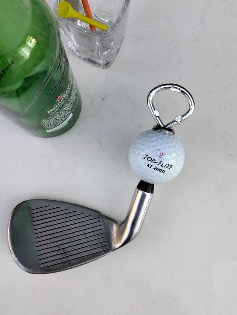 Golf Club Iron w/ Ball Bottle Opener, Upcycled Drink & Barware Tool, Repurposed, Gifts for Men, Groomsmen Gift, Best Man Gift, Father's Day image 2