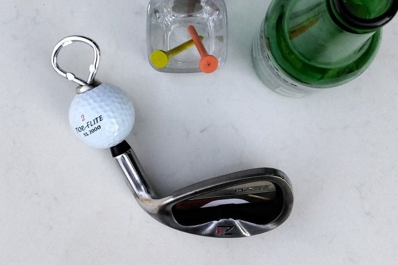 Golf Club Iron w/ Ball Bottle Opener, Upcycled Drink & Barware Tool, Repurposed, Gifts for Men, Groomsmen Gift, Best Man Gift, Father's Day image 1