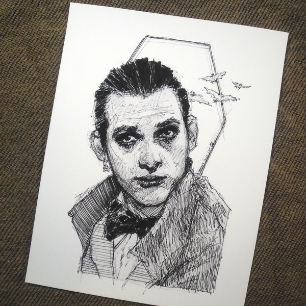 The Light Here's Too Bright - Dave Vanian The Damned Giclee Art Print, Illustration, Punk, Post-Punk, Goth, New Wave, 1970s, 1980s