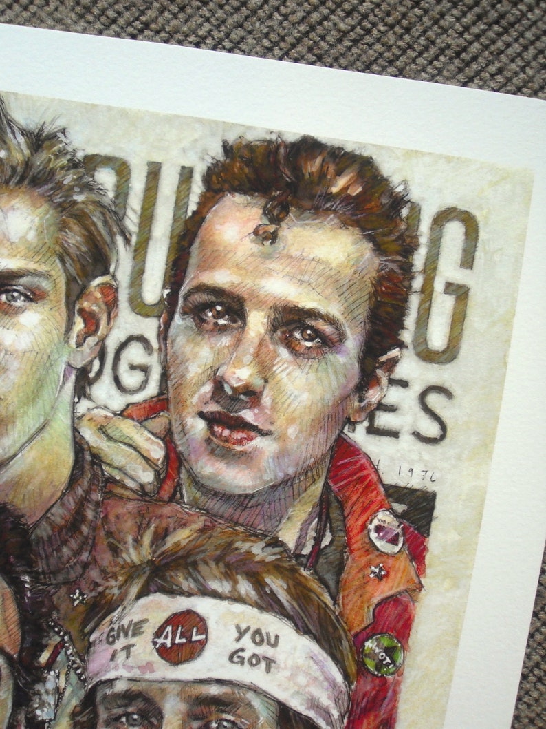 Everybody Hold On Tight The Clash Giclée Art Print, Illustration, Joe Strummer, Mick Jones, Paul Simonon, Topper Headon, Punk, 1980s image 3