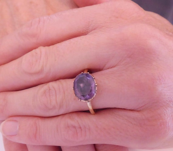Antique Georgian Foiled Back Amethyst Ring, Dome B