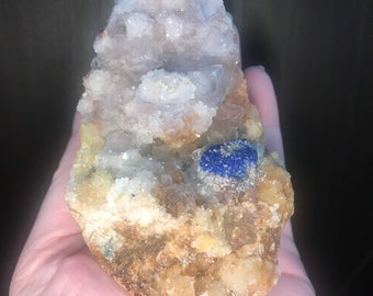 Linarite with Clear Fluorite and Quartz, Mex-Tex Mine, Bingham, New Mexico. 285g