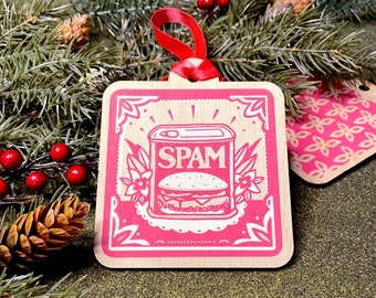 Spam Ornament: Screen Printed Baltic Birch Wood