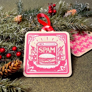 SPAM Ornament: Siebdruck Birkenholz