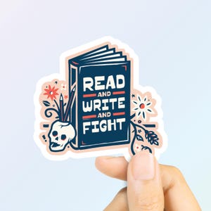 Adesivo "Leia, Escreva, Lute" | Apoie Bibliotecas | Adesivo de Protesto | Amantes de Livros | Ativista Literário