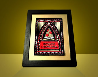 Golden Pizza Screen Print: 8x10" Foodie Art