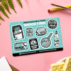 Snacktime-stickervel | Snacktijdstickers | Boodschappenstickers | Stickers voor ongewenste dagboeken | Plakboekstickers | Liefhebbers van eten