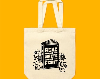 Read and Write and Fight Tote Bag | Fund Libraries | Protest | Book Lover | Activist