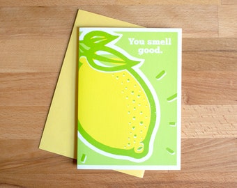 Screen Printed Lemon Greeting Card