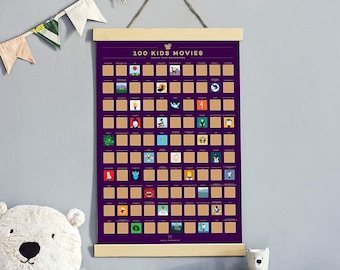 100 Kids Movies Scratch Off Poster – Top Family Films of All Time List (42 x 59.4 cm; 16.5 x 23.4&quot;)