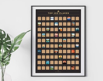 100 Places Scratch Off Poster – Best Travel Destinations Bucket List (42 x 59.4 cm; 16.5 x 23.4")