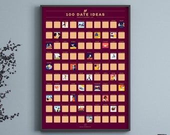 100 Date Ideas Scratch Off Poster - Couple’s Bucket List - Valentine&#39;s Day Gift Idea (42 x 59.4 cm; 16.5 x 23.4&quot;)