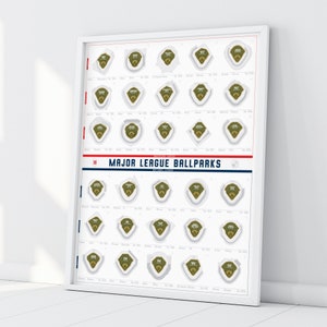 Poster à gratter Major League Ballparks, tableau mural pour stades de baseball - 40,4 x 50,8 cm