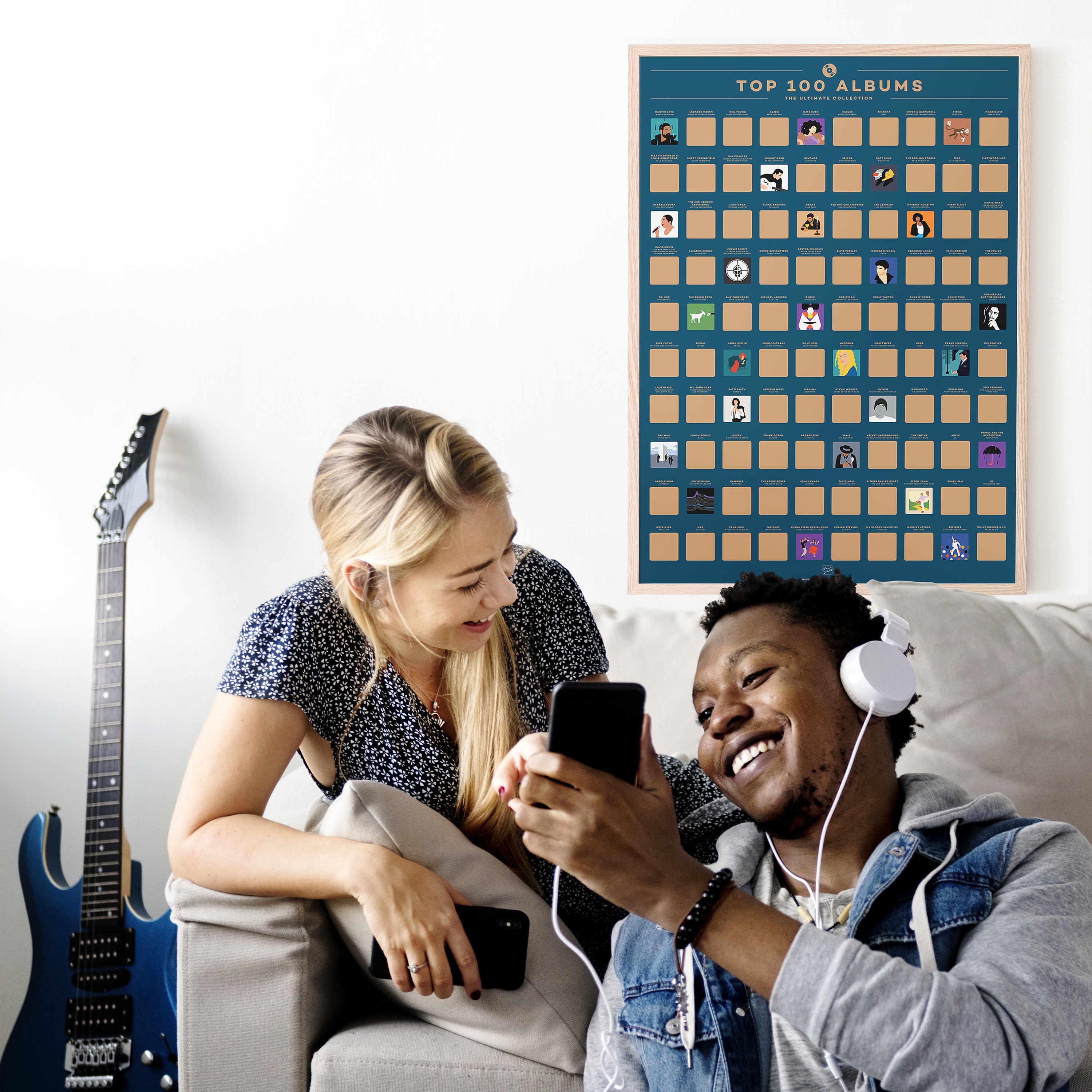 100 Albums Scratch Off Poster Top Music of All Time Bucket Etsy