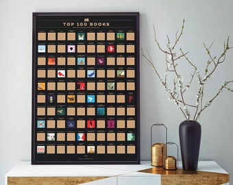 100 Books Scratch Off Poster - Best Literature of All Time Bucket List (42 x 59.4 cm; 16.5 x 23.4&quot;)