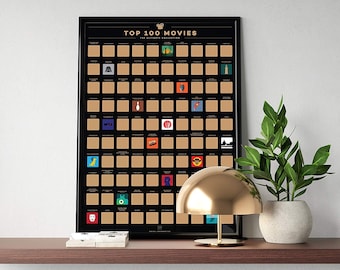 100 Movies Scratch Off Poster - Top Films of All Time Bucket List (42 x 59.4 cm; 16.5 x 23.4&quot;)