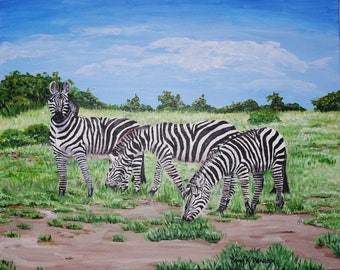 Original Artwork - Acrylic Painting on Canvas - "Stripes" - 20 x 16 inches