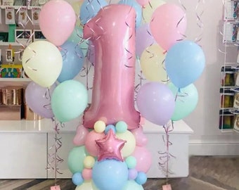 40" / 101cm Pink/ Blue Number 1 balloon foil balloon| Birthday party decor| First Birthday decor| Girl first birthday party balloon