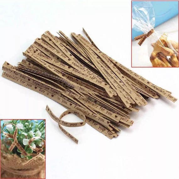 100 brown twist tie paper | Especially for you food bag tying| Gift bag tying| Gift bag paper wire| Party & gift favor tie wire| Bag vinyl s