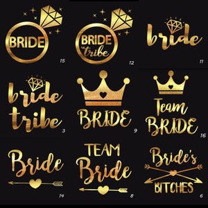 Bridal Party Tattoo | gold foil tattoo| bachelorette party| Hen party Tattoo| Gold tattoo| Bride tattoo| Bridesmaid tattoo| Bride tribe tatt image 8