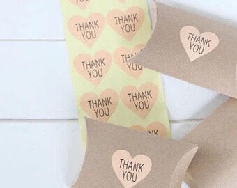 36 pcs thank you stickers | Pink heart thank you sticker | Evelope seal labels | Wedding favor stickers | Scrapbooking heart stickers Gifts