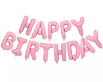 Happy Birthday balloon Banner| Pink balloon | Pink Birthday Decorations | Pink Happy birthday bunting | Pink party decor backdrop
