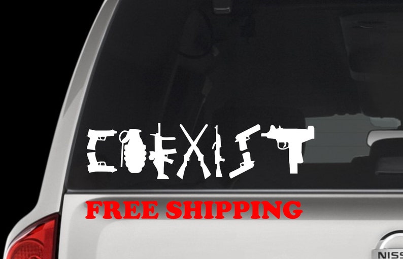 2ND AMENDMENT GUN White Vinyl decal sticker Truck Diesel car hunting funny AMMO