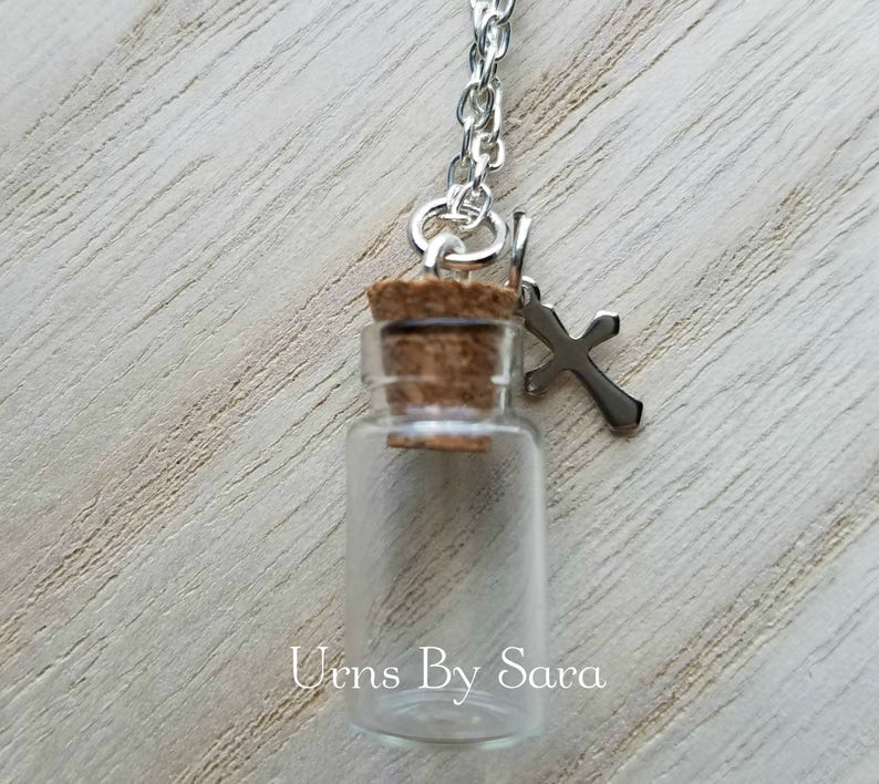 MTLEE 4 Glass Vial Necklace Pendant Set Include 4 Stainless Steel Cremation Urn Blood Pendant Put Ashes In Vial Tube Urn Keepsake Memory