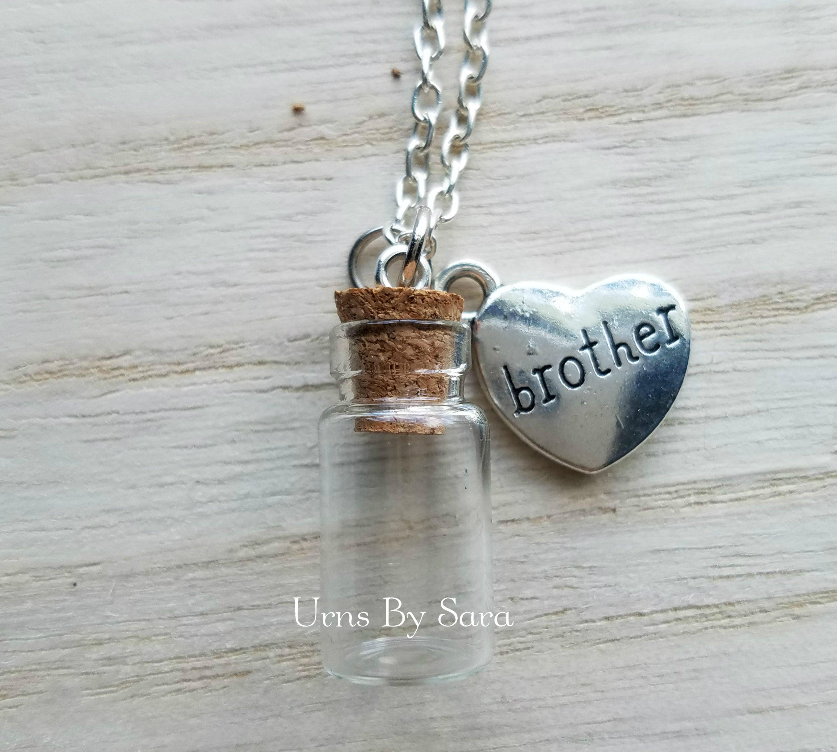 Memorial Necklace for Brother Urn Vial Necklace for Ashes Etsy