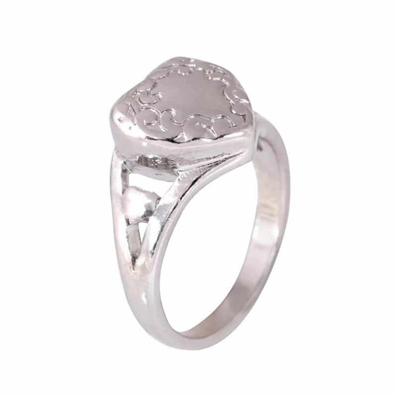 Silver Urn Ring Size 6 7 8 9 Heart Urn Ring Memorial Etsy