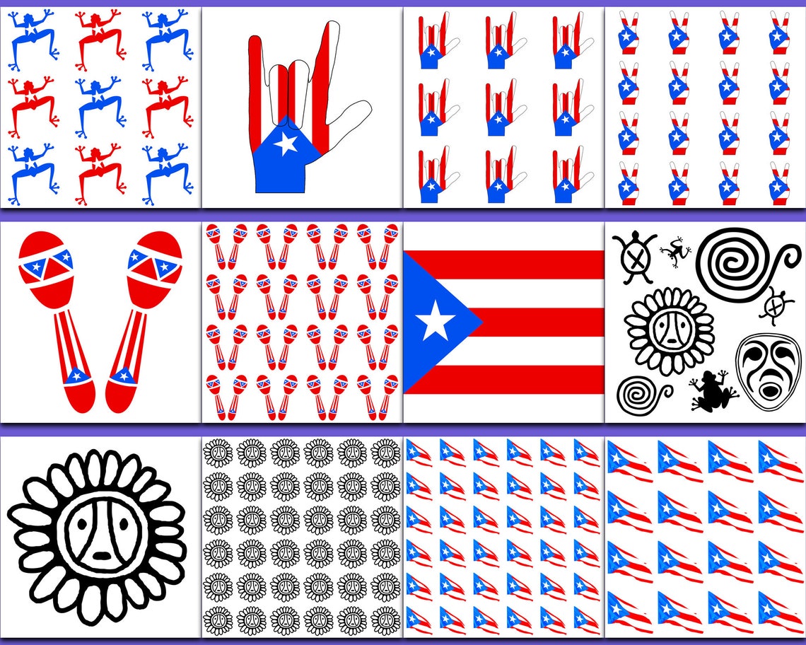 24 Images Puerto Rico Digital Seamless Designs - High Res. Jpeg and SVG ...
