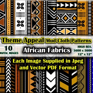 10 Panno di fango africano - Modelli digitali di tessuto Bogolan - Alta risoluzione. Pacchetto di carta digitale vettoriale e Jpeg