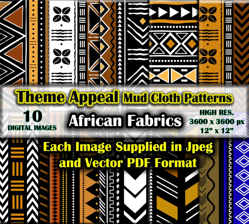 10 African Mud Cloth Bogolan Fabric Digital Patterns High Etsy