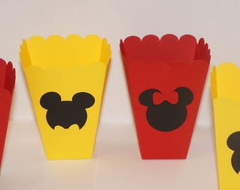 Minnie and mickey Mouse  Birthday Party Decor Favor Boxes, Candy Buffet Boxes Minnie Birthday Popcorn Boxes - 12 pcs