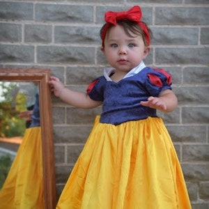 Birthday Dress, Princess Dress, Hi Ho, Blue Velvet Bodice, Yellow Satin Skirt, Red Trim