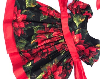 Poinsettia Christmas Dress, Santa Photos, Pageant Dress