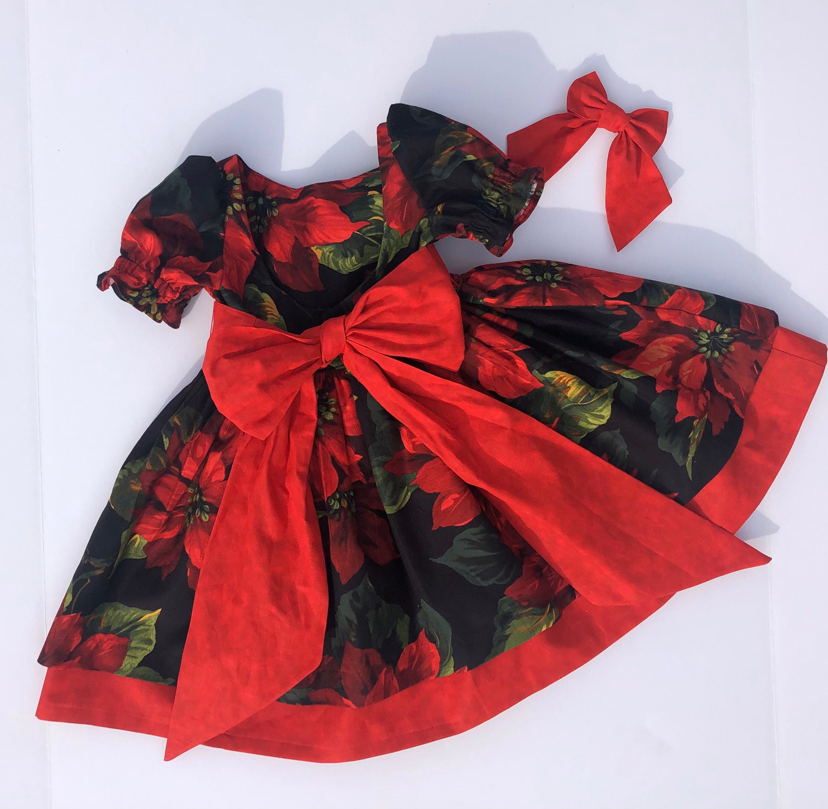 Poinsettia Christmas Dress, Santa Photos, Pageant Dress, Christmas ...