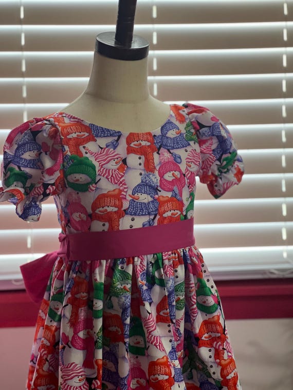 Snowman Christmas Dress, Santa Photos, Pageant Dress, Christmas Dinner, Waiting for Santa, Birthday Dress
