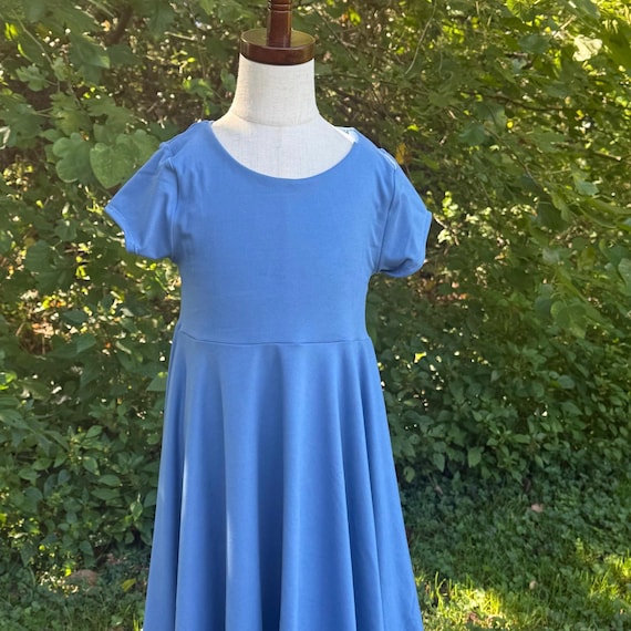 Girls Circle Twirl Dress, Buttery Soft Double Brushed Poly, Custom Cutout, Handmade Toddler Dress, Kids Spin Dress, Boutique Clothing