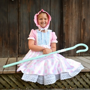 Bo Peep Costume: Polkadot Dress with Bonnet & Petticoat