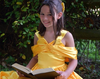 Yellow Satin Princess Dress: Beauty Inspired Ball Gown