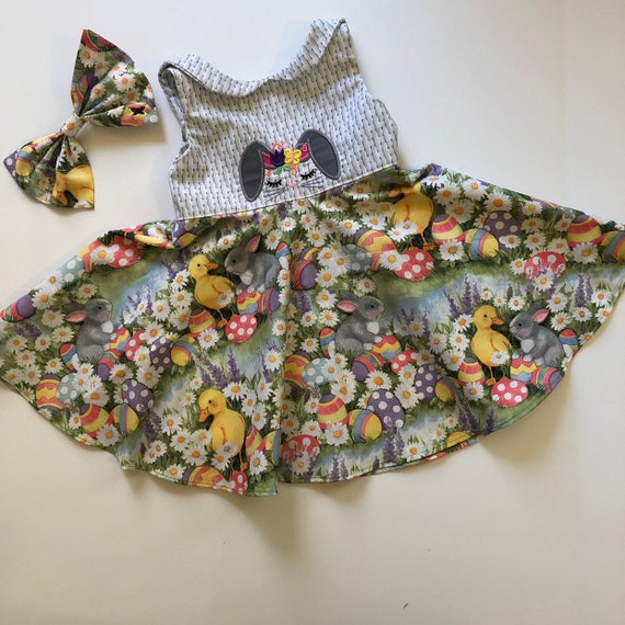 Easter egg hunt dress, Easter Dress, Spring fun Bunny, bunny friend to add even more fun