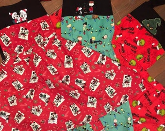 Christmas Apron: Snoopy, Mickey, Minnie, or Grinch Applique