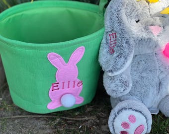 Personalized Embroidered Easter Basket, Kids Egg Hunt Bag, Toddler Gift