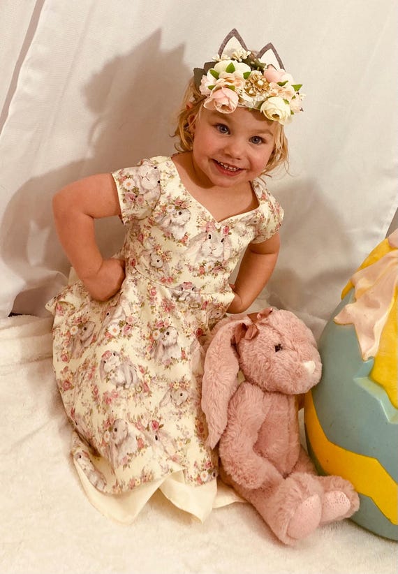 Easter egg hunt dress, Easter Dress, Spring fun Bunny, bunny friend to add even more fun