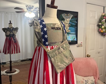 Custom Girls Patriotic Dress | Made From Military Uniform, Memorial Keepsake